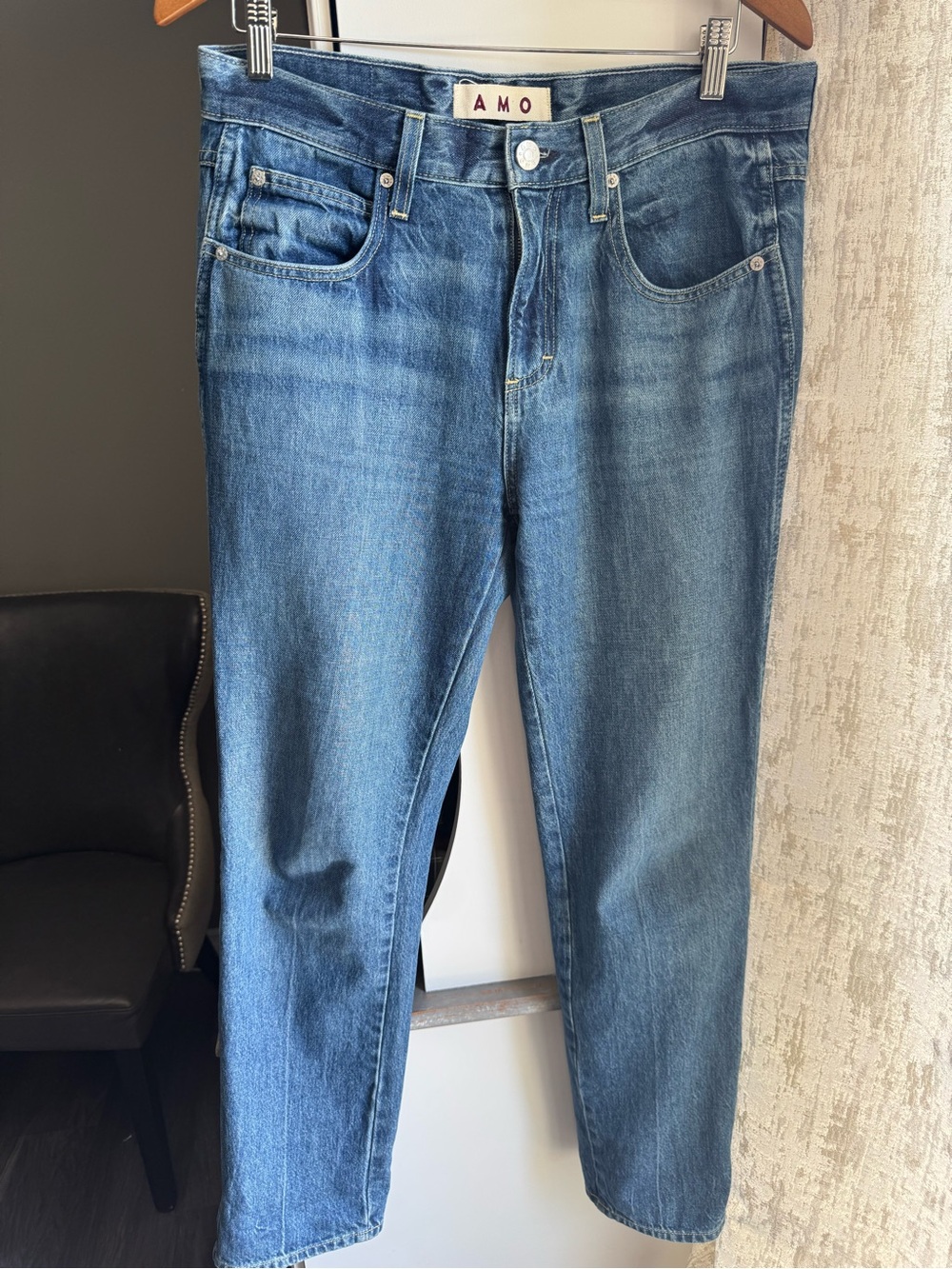 AMO Light Blue Denim Straight-Leg Jeans